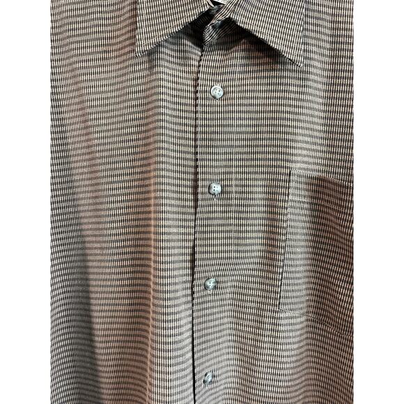 Vintage Natural Issue Long Sleeve Shirt Brown Micro Check Made in Korea Large - Picture 5 of 15